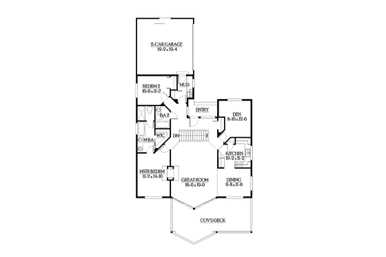 Floor Plan - Main Floor for Contemporary House Plan #132-541 - 4 bed, 3 bath