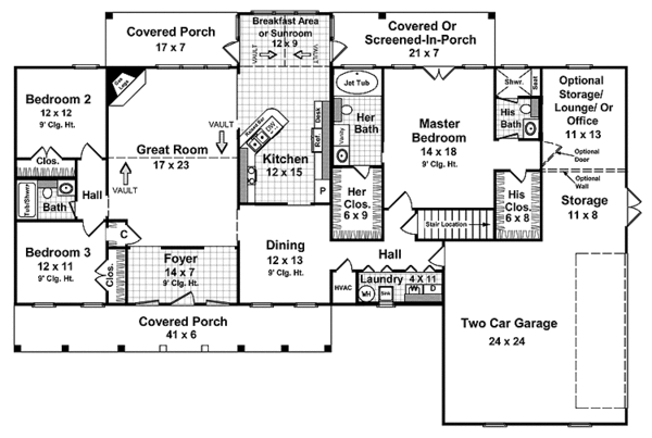 Architectural House Design - Country Floor Plan - Main Floor Plan #21-417