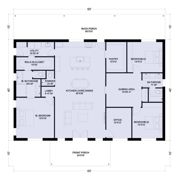 Dream House Plan - Barndominium Floor Plan - Main Floor Plan #1107-6