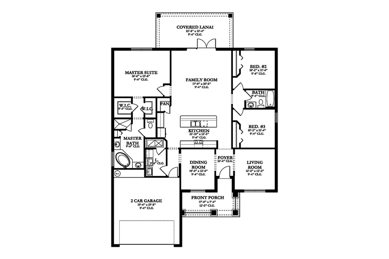 Dream House Plan - Floor Plan - Main Floor for Traditional House Plan #1058-117 - 3 bed, 2 bath