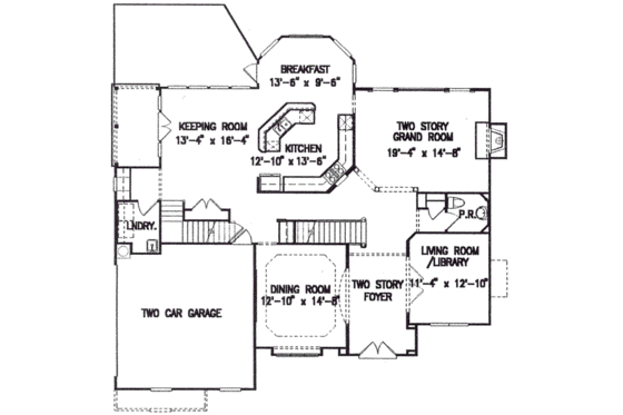 Floor Plan - Main Floor for Traditional House Plan #54-128 - 4 bed, 3.5 bath