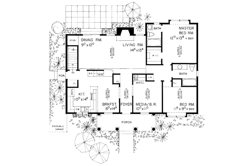 Dream House Plan - Floor Plan - Main Floor for Tudor House Plan #72-879 - 3 bed, 2 bath