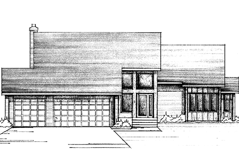 Dream House Plan - Exterior - Front Elevation 3 for Contemporary House Plan #51-913 - 4 bed, 2.5 bath