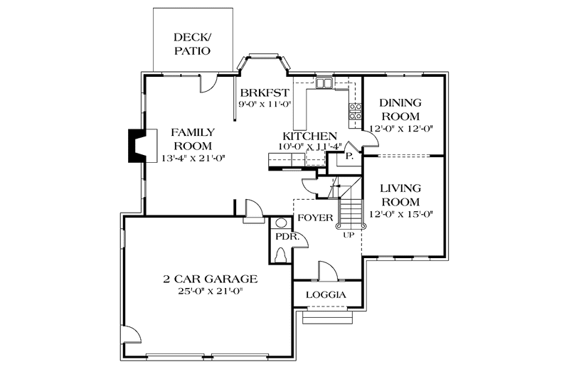 Architectural House Design - Floor Plan - Main Floor for Traditional House Plan #453-474 - 3 bed, 2.5 bath