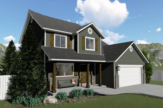 Exterior - Front Elevation 3 for Traditional House Plan #1060-4 - 3 bed, 2.5 bath