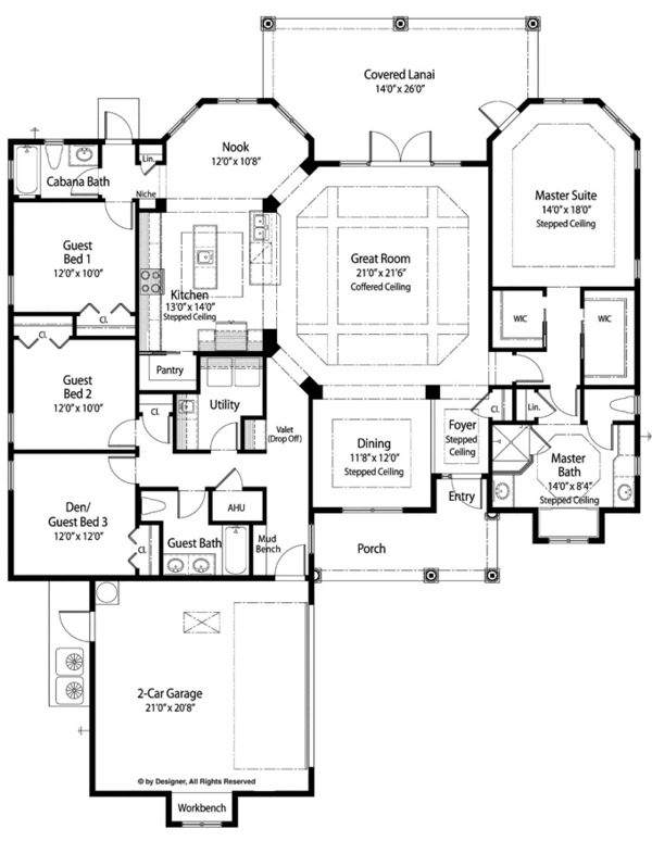 Architectural House Design - Mediterranean Floor Plan - Main Floor Plan #938-76