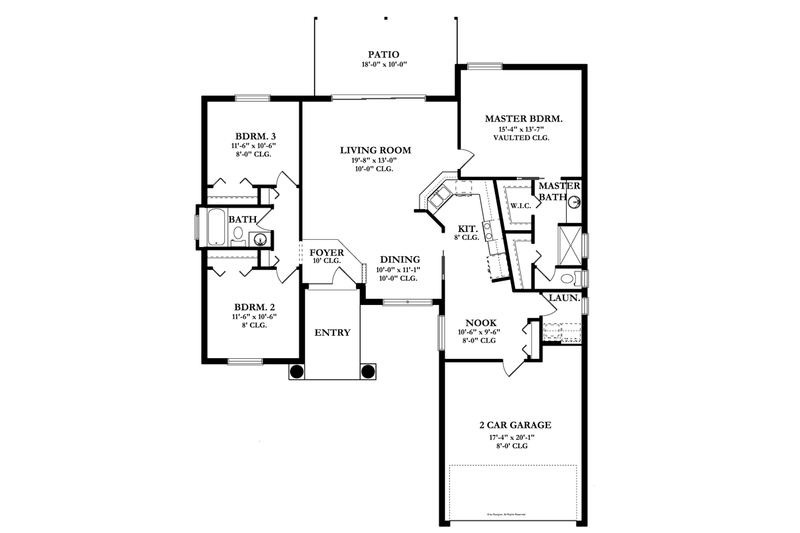 Home Plan - Floor Plan - Main Floor for Mediterranean House Plan #1058-34 - 3 bed, 2 bath