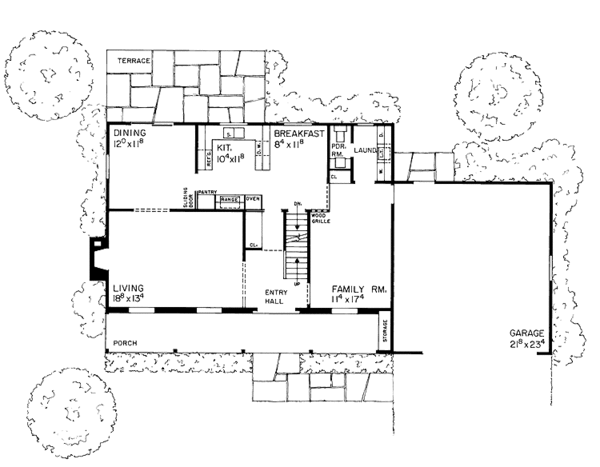 House Design - Country Floor Plan - Main Floor Plan #72-581