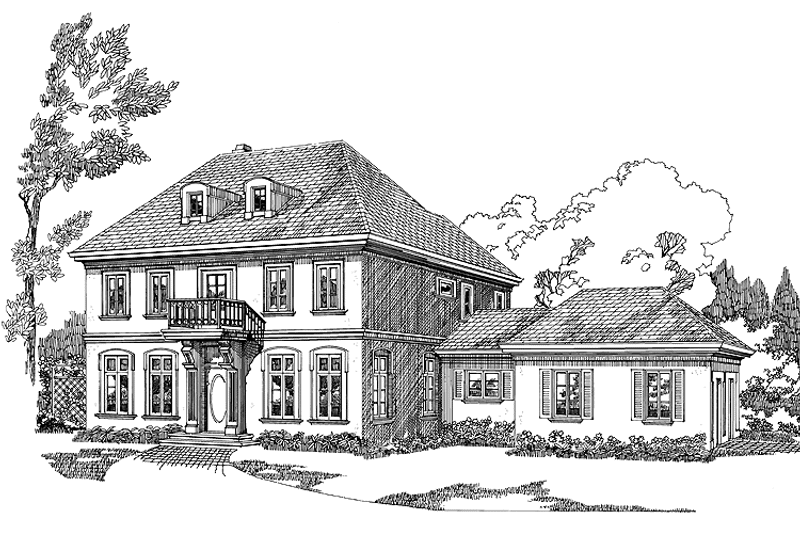 House Blueprint - Exterior - Front Elevation 3 for Country House Plan #47-1029 - 4 bed, 3.5 bath