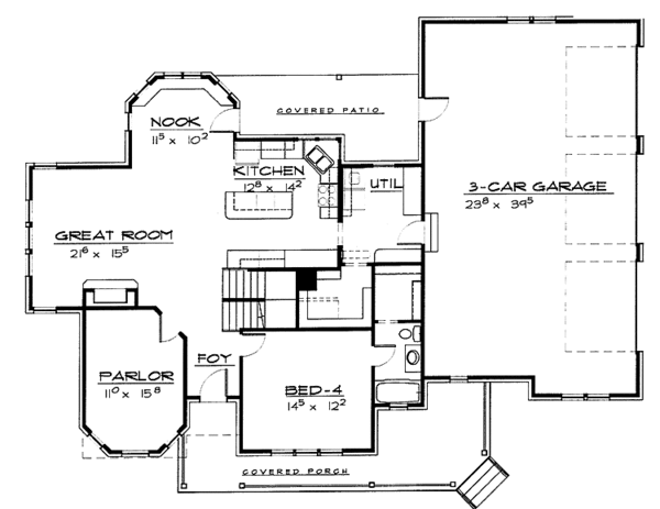 Architectural House Design - Victorian Floor Plan - Main Floor Plan #308-258