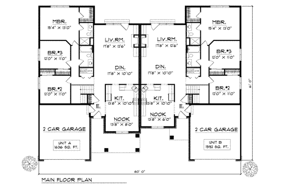 Floor Plan - Main Floor for Traditional House Plan #70-744 - 3 bed, 2 bath