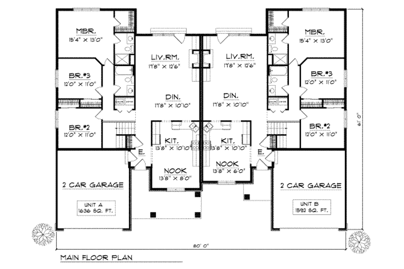 Home Plan - Floor Plan - Main Floor for Traditional House Plan #70-744 - 3 bed, 2 bath