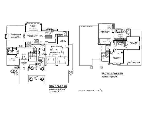 Home Plan - Floor Plan - Main Floor for Craftsman House Plan #1100-117 - 3 bed, 2.5 bath