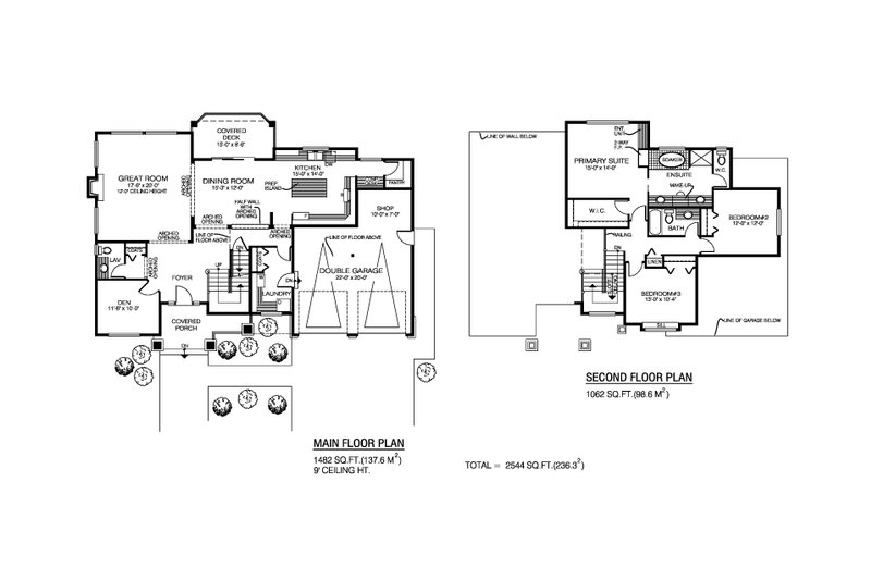 Home Plan - Floor Plan - Main Floor for Craftsman House Plan #1100-117 - 3 bed, 2.5 bath