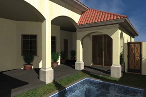 Exterior - Rear Elevation 1 for Mediterranean House Plan #930-432 - 3 bed, 3 bath