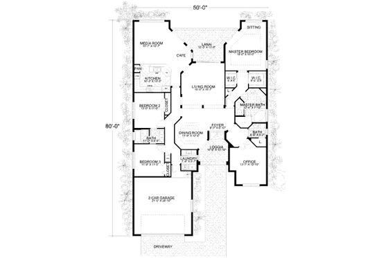 Floor Plan - Main Floor for Mediterranean House Plan #420-300 - 4 bed, 3 bath