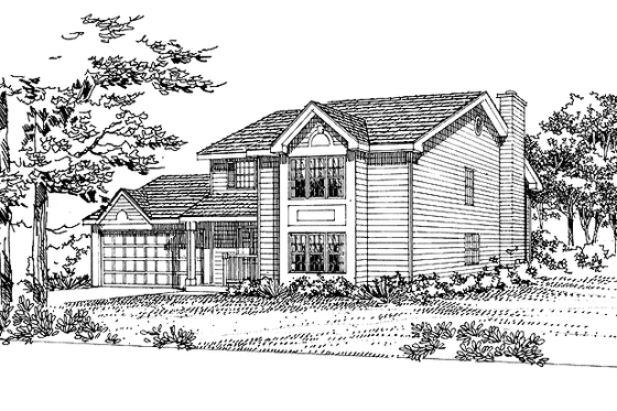 Exterior - Front Elevation 3 for Colonial House Plan #72-1040 - 4 bed, 2.5 bath