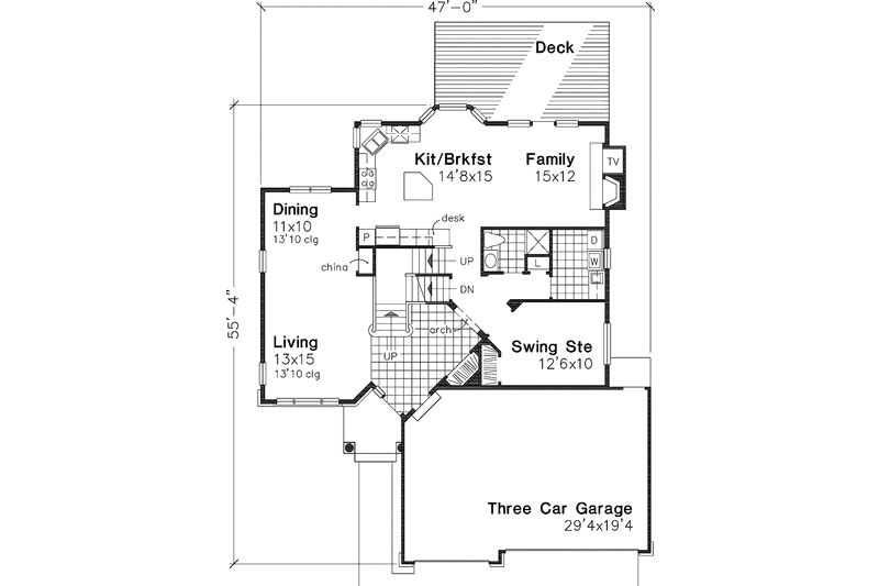 Home Plan - Floor Plan - Main Floor for Country House Plan #320-645 - 4 bed, 3 bath