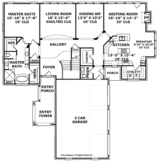 Architectural House Design - Country Floor Plan - Main Floor Plan #952-203