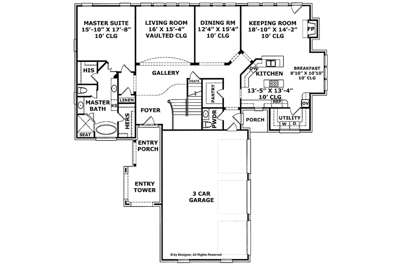 Home Plan - Floor Plan - Main Floor for Country House Plan #952-203 - 4 bed, 3.5 bath
