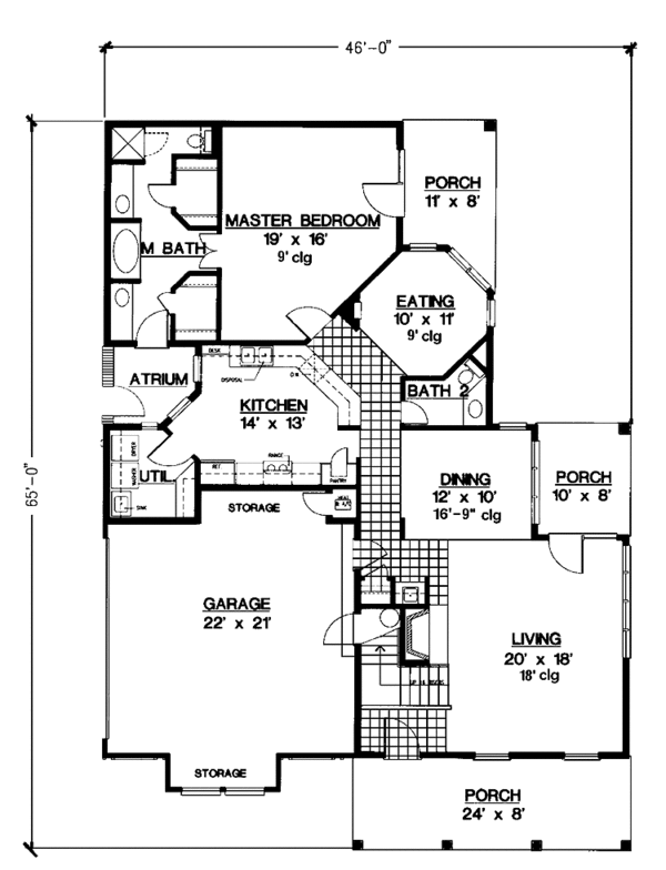 Architectural House Design - Country Floor Plan - Main Floor Plan #45-469