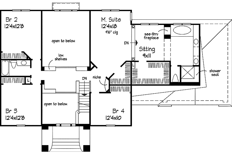 Home Plan - Floor Plan - Upper Floor for Classical House Plan #320-606 - 4 bed, 2.5 bath