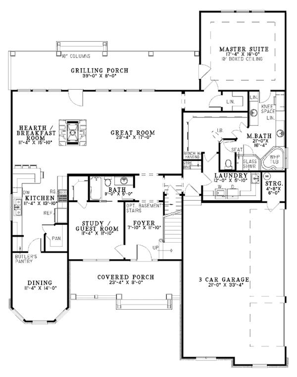 Architectural House Design - Craftsman Floor Plan - Main Floor Plan #17-2807