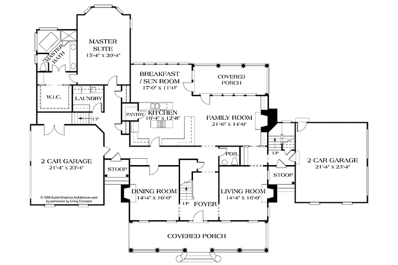 Home Plan - Floor Plan - Main Floor for Classical House Plan #453-192 - 4 bed, 3.5 bath
