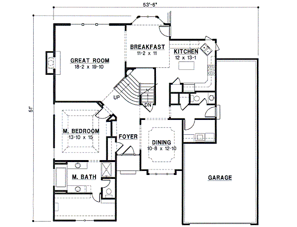Traditional Floor Plan - Main Floor Plan #67-408