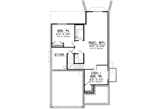 Floor Plan - Lower Floor for Traditional House Plan #70-662 - 3 bed, 2.5 bath