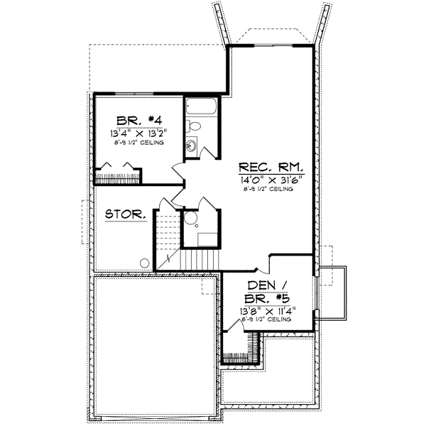 House Design - Traditional Floor Plan - Lower Floor Plan #70-662