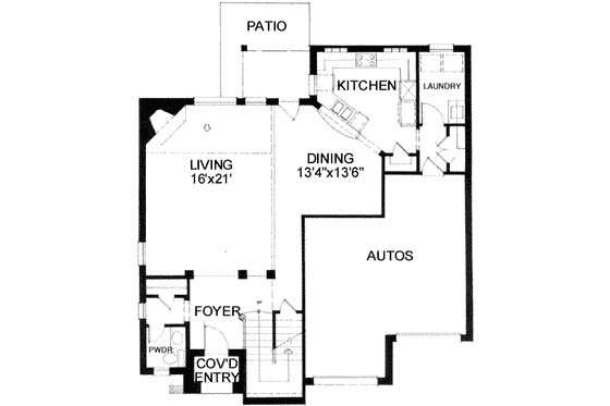 Floor Plan - Main Floor for European House Plan #141-105 - 3 bed, 2.5 bath