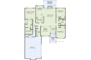 Floor Plan - Main Floor for Craftsman House Plan #17-2219 - 3 bed, 2 bath