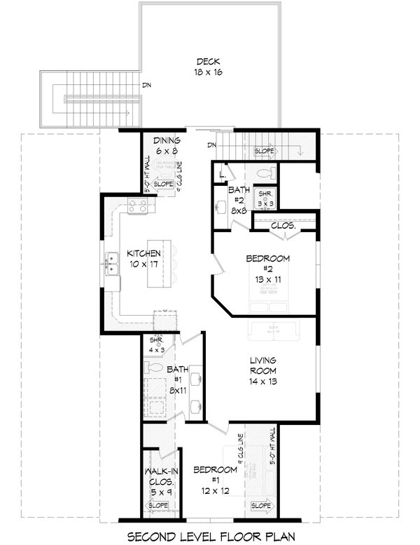 Architectural House Design - Floor Plan - Upper Floor for Country House Plan #932-1417 - 2 bed, 2 bath