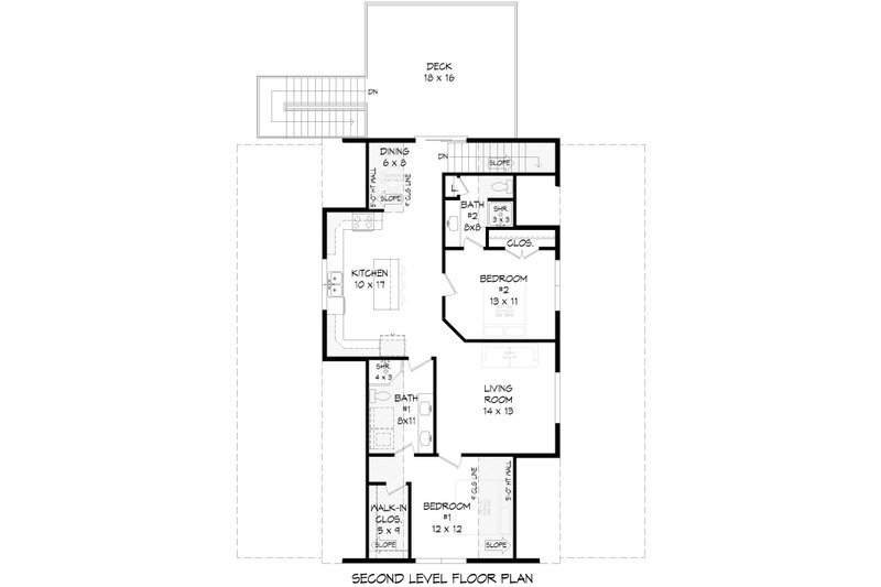 Architectural House Design - Floor Plan - Upper Floor for Country House Plan #932-1417 - 2 bed, 2 bath