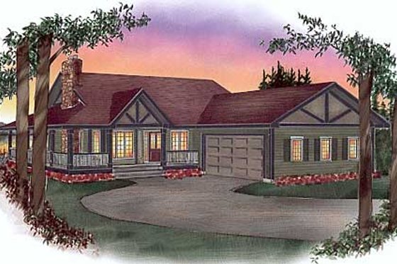 Exterior - Front Elevation for Ranch House Plan #409-110 - 3 bed, 2 bath
