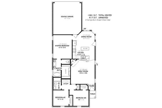 Floor Plan - Main Floor for Traditional House Plan #424-53 - 3 bed, 2 bath