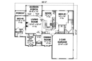 European Style House Plan - 3 Beds 2 Baths 1985 Sq/Ft Plan #20-1828 