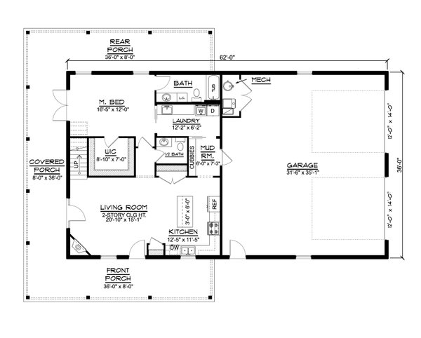 Country Floor Plan - Main Floor Plan #1064-245