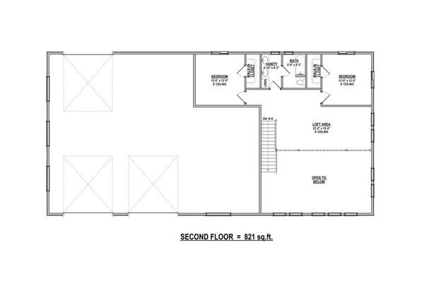 Barndominium Floor Plan - Upper Floor Plan #1084-8