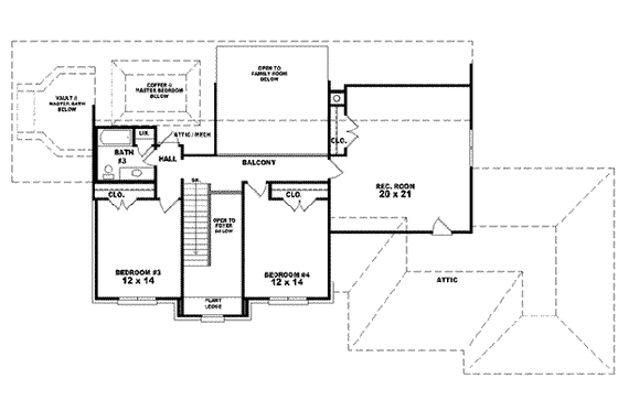 Floor Plan - Upper Floor for Classical House Plan #81-588 - 4 bed, 3 bath