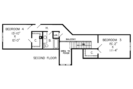 Floor Plan - Upper Floor for Traditional House Plan #312-229 - 4 bed, 3 bath