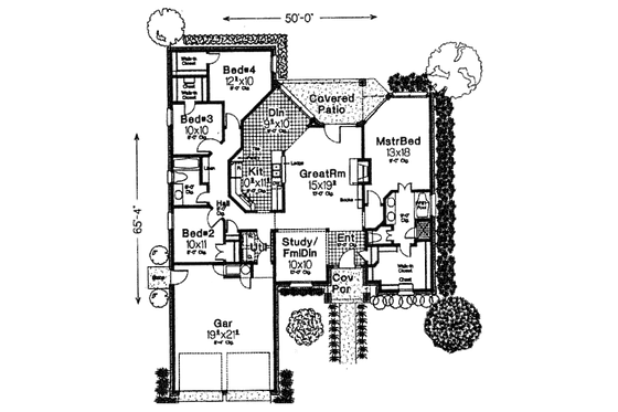Floor Plan - Main Floor for Traditional House Plan #310-772 - 4 bed, 2 bath