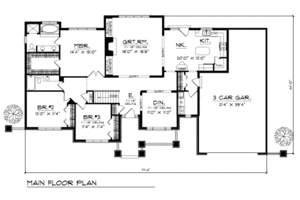 Floor Plan - Main Floor for Traditional House Plan #70-259 - 3 bed, 2 bath