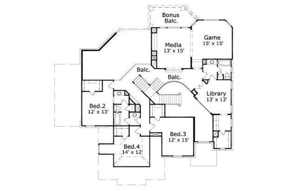 Floor Plan - Upper Floor for European House Plan #411-765 - 4 bed, 3.5 bath