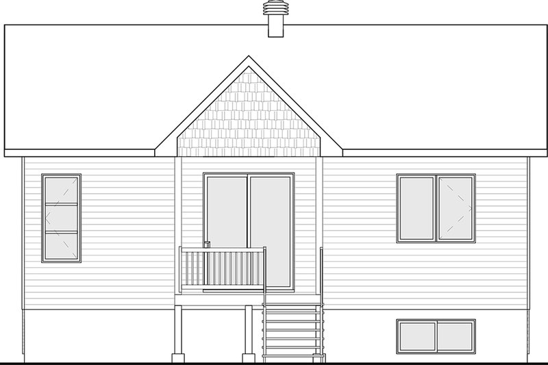 Home Plan - Exterior - Rear Elevation for Country House Plan #23-2730 - 2 bed, 1 bath