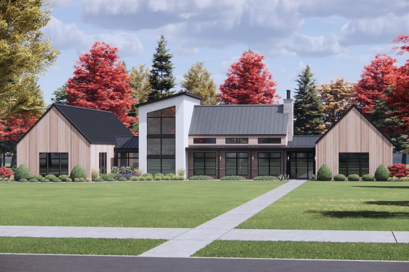 House Blueprint - Exterior - Front Elevation 3 for Modern House Plan #1096-122 - 4 bed, 4.5 bath