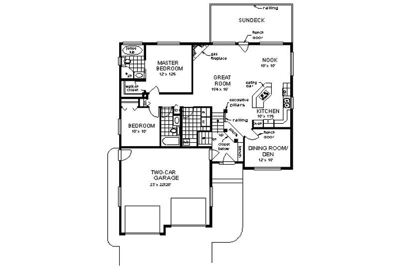 Home Plan - Floor Plan - Main Floor for Traditional House Plan #18-311 - 2 bed, 2 bath