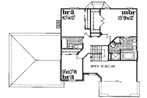 Floor Plan - Upper Floor for European House Plan #47-612 - 3 bed, 2.5 bath
