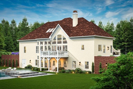 Exterior - Rear Elevation 2 for European House Plan #119-257 - 4 bed, 3.5 bath